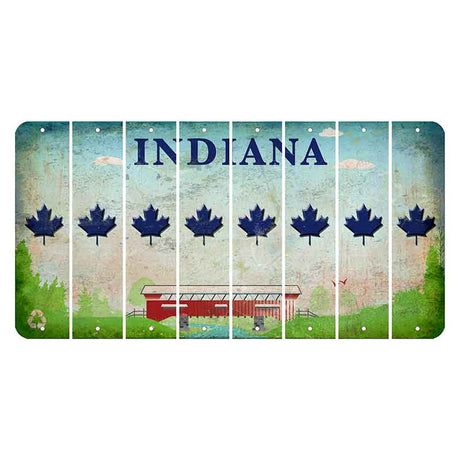 Indiana Recycle Cut License Plate Strips (Set of 8) Maple Leaf