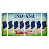 Indiana Recycle Cut License Plate Strips (Set of 8) State Silhouette