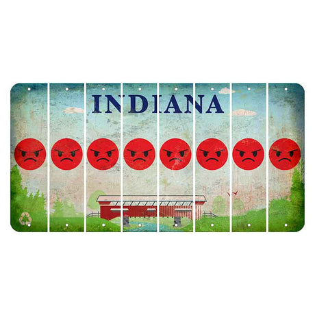 Indiana Recycle Cut License Plate Strips (Set of 8) Emoji - Angry