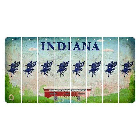 Indiana Recycle Cut License Plate Strips (Set of 8) Fairy