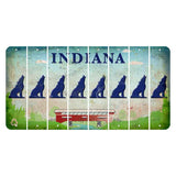 Indiana Recycle Cut License Plate Strips (Set of 8) Howling Wolf