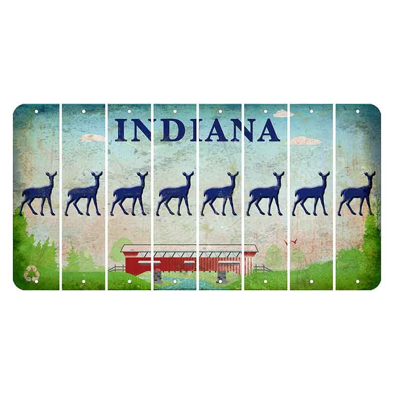Indiana Recycle Cut License Plate Strips (Set of 8) Doe