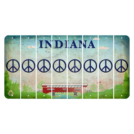 Indiana Recycle Cut License Plate Strips (Set of 8) Peace Sign