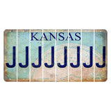 Kansas State Seal Cut License Plate Strips (Set of 8) J