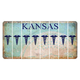 Kansas State Seal Cut License Plate Strips (Set of 8) Caduceus