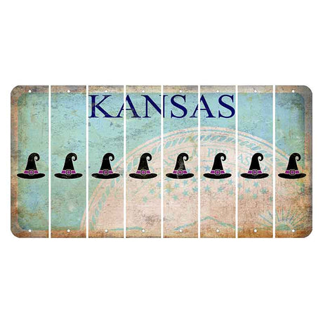 Kansas State Seal Cut License Plate Strips (Set of 8) Witches Hat