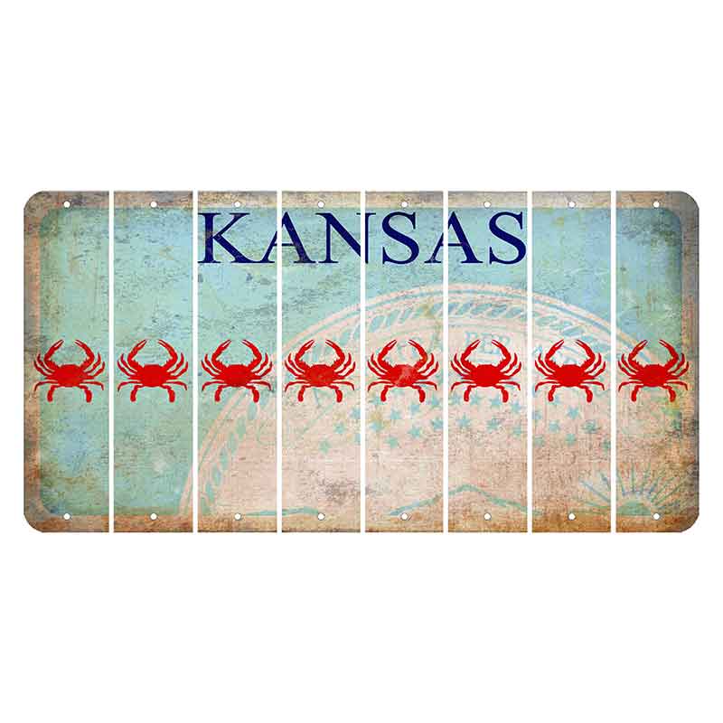 Kansas State Seal Cut License Plate Strips (Set of 8) Crab