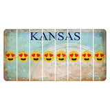 Kansas State Seal Cut License Plate Strips (Set of 8) Emoji - Heart Eyes