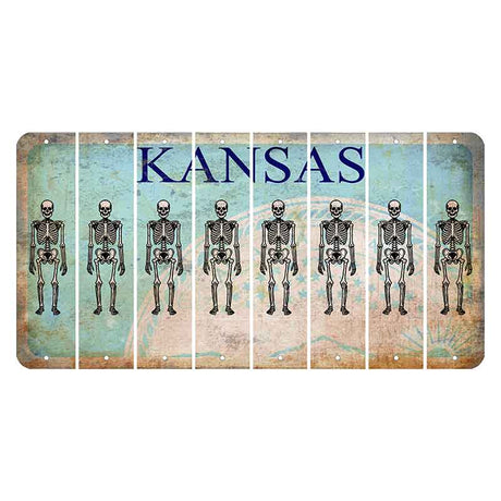 Kansas State Seal Cut License Plate Strips (Set of 8) Skeleton