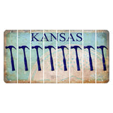 Kansas State Seal Cut License Plate Strips (Set of 8) Hammer