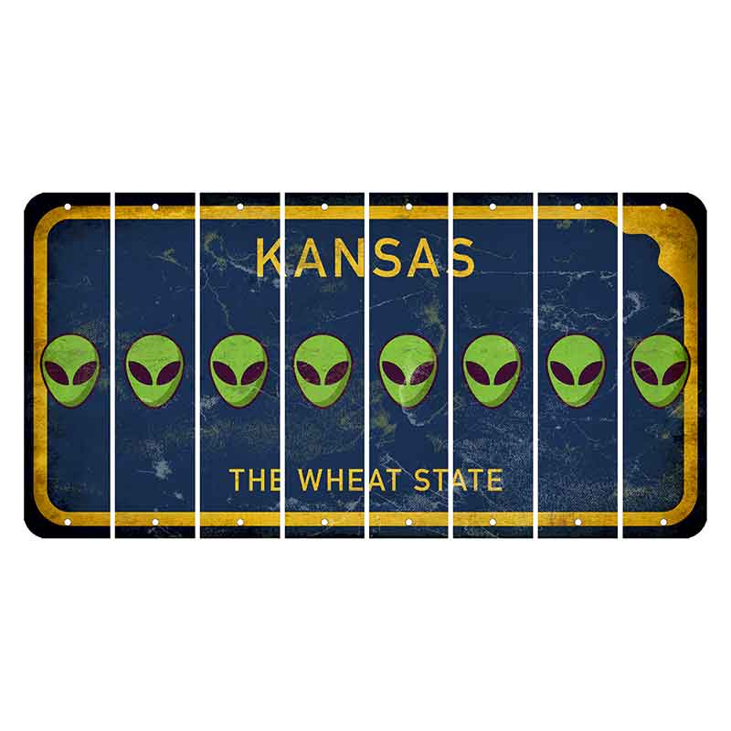 Kansas The Wheat State Cut License Plate Strips (Set of 8) Alien