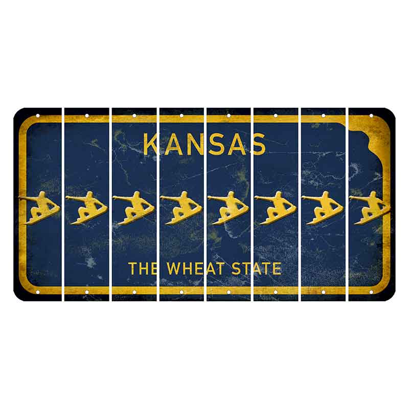 Kansas The Wheat State Cut License Plate Strips (Set of 8) Snowboarder