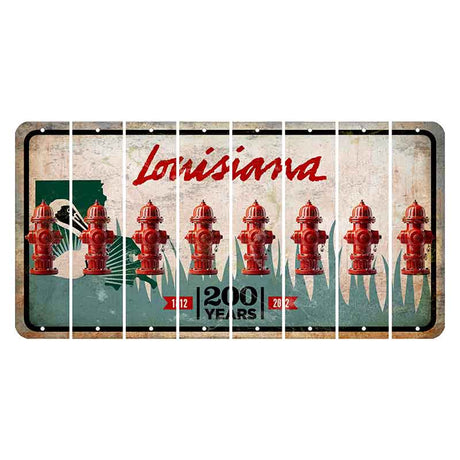 Louisiana 200 Years Cut License Plate Strips (Set of 8) Fire Hydrant