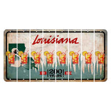 Louisiana 200 Years Cut License Plate Strips (Set of 8) Cocktail