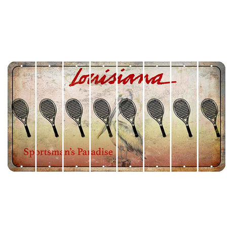 Louisiana Pelican Cut License Plate Strips (Set of 8) Tennis Racket