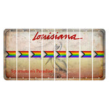 Louisiana Pelican Cut License Plate Strips (Set of 8) LGBTQ Flag
