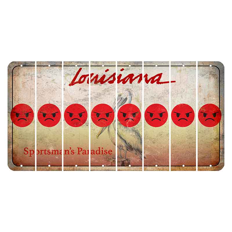 Louisiana Pelican Cut License Plate Strips (Set of 8) Emoji - Angry