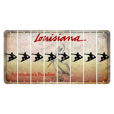 Louisiana Pelican Cut License Plate Strips (Set of 8) Snowboarder