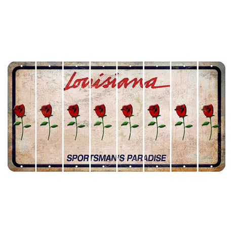 Louisiana Sportsmans Paradise Cut License Plate Strips (Set of 8) Red Rose