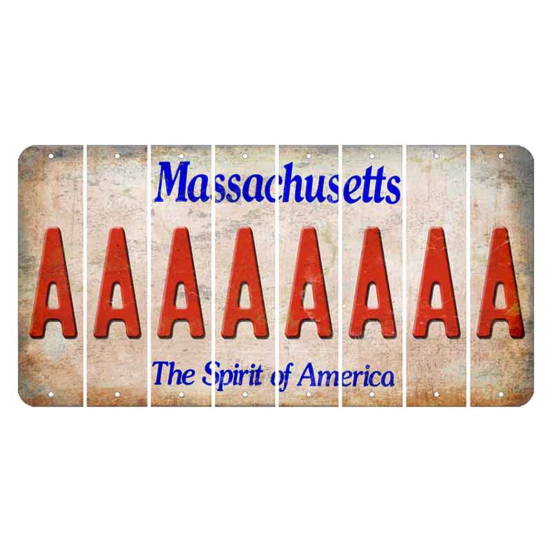 Massachusetts Spirit of America Cut License Plate Strips (Set of 8) A