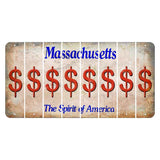 Massachusetts Spirit of America Cut License Plate Strips (Set of 8) Dollar Sign