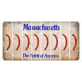 Massachusetts Spirit of America Cut License Plate Strips (Set of 8) Parenthesis - Right