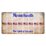 Massachusetts Spirit of America Cut License Plate Strips (Set of 8) American Flag