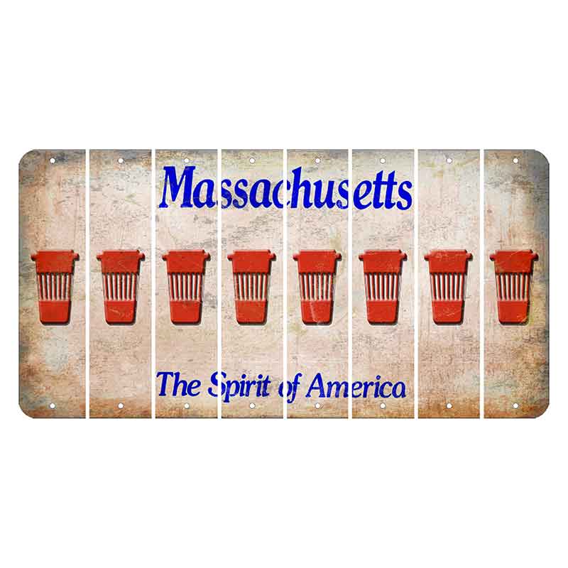 Massachusetts Spirit of America Cut License Plate Strips (Set of 8) Latte