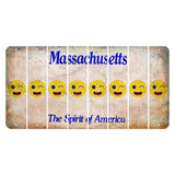 Massachusetts Spirit of America Cut License Plate Strips (Set of 8) Emoji - Winking