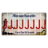 Massachusetts Cape Cod Cut License Plate Strips (Set of 8) J
