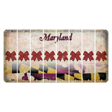 Maryland Flag Cut License Plate Strips (Set of 8) Cheer Bow