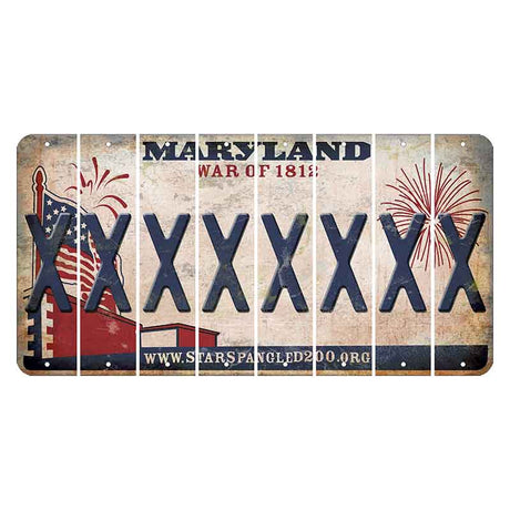 Maryland War of 1812 Cut License Plate Strips (Set of 8) X