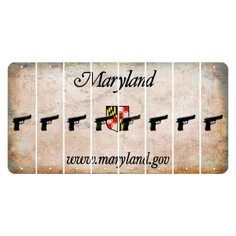 Maryland Shield Cut License Plate Strips (Set of 8) Handgun