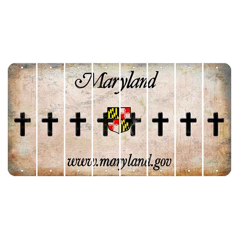 Maryland Shield Cut License Plate Strips (Set of 8) Cross