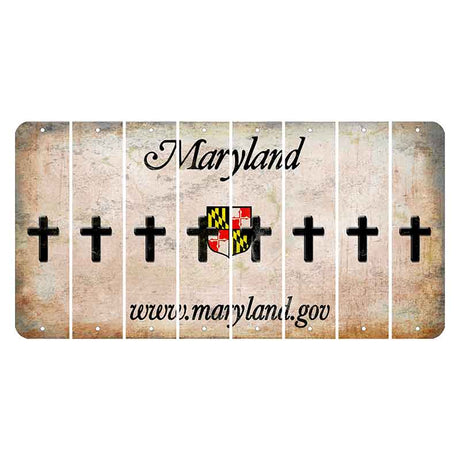 Maryland Shield Cut License Plate Strips (Set of 8) Cross