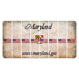 Maryland Shield Cut License Plate Strips (Set of 8) American Flag