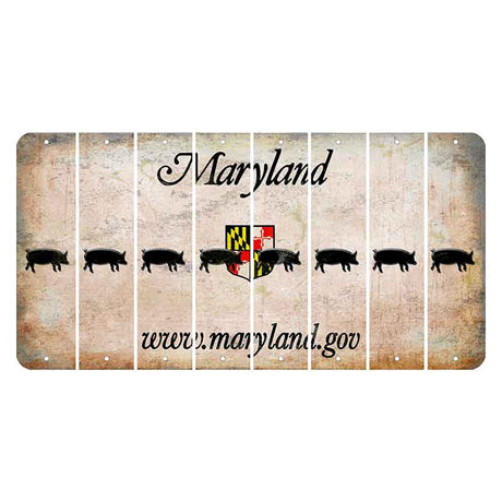 Maryland Shield Cut License Plate Strips (Set of 8) Pig