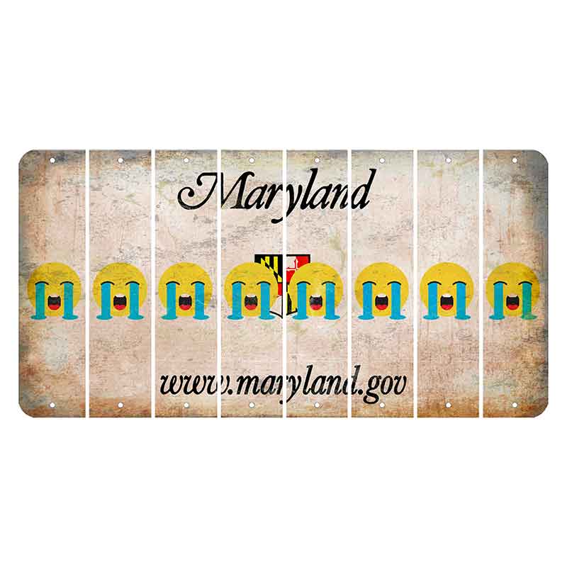 Maryland Shield Cut License Plate Strips (Set of 8) Emoji - Crying