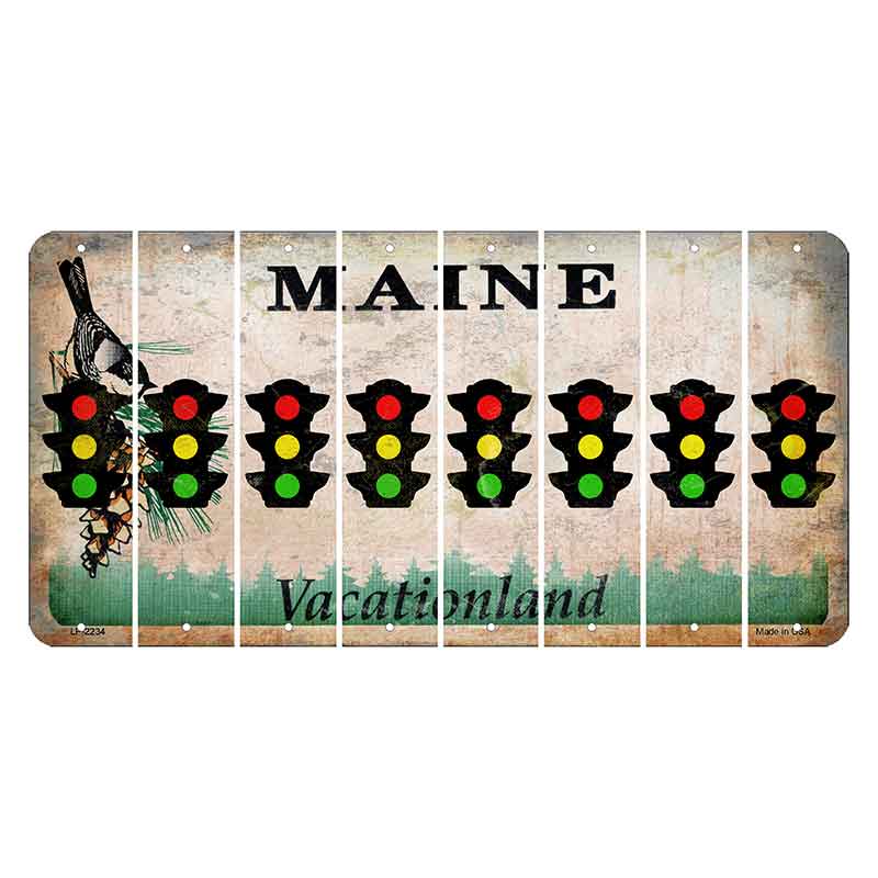 Maine Chickadee Cut License Plate Strips (Set of 8) Traffic Light