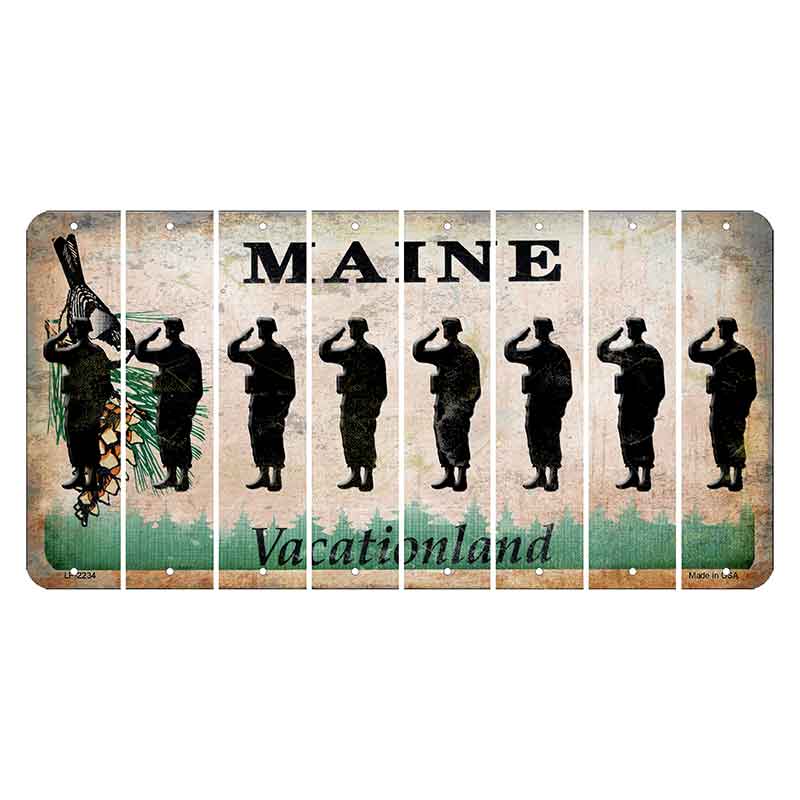 Maine Chickadee Cut License Plate Strips (Set of 8) Soldier - Saluting