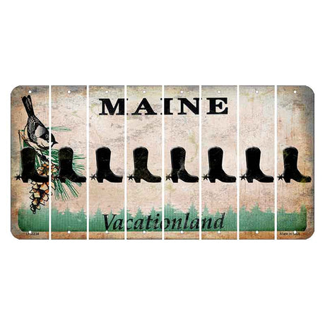 Maine Chickadee Cut License Plate Strips (Set of 8) Cowboy Boot