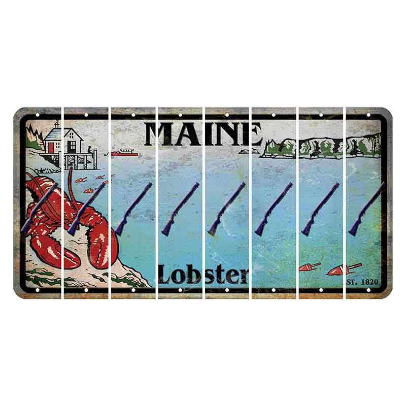 Maine Lobster Boathouse Cut License Plate Strips (Set of 8) Shotgun