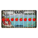Maine Lobster Boathouse Cut License Plate Strips (Set of 8) Apple