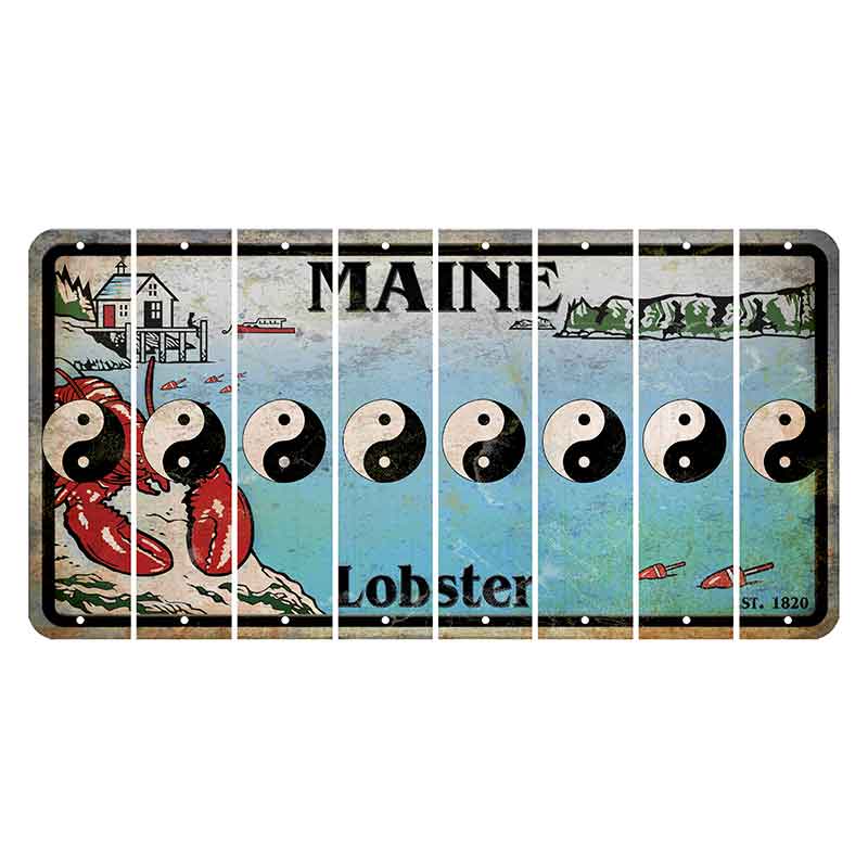 Maine Lobster Boathouse Cut License Plate Strips (Set of 8) Yin Yang