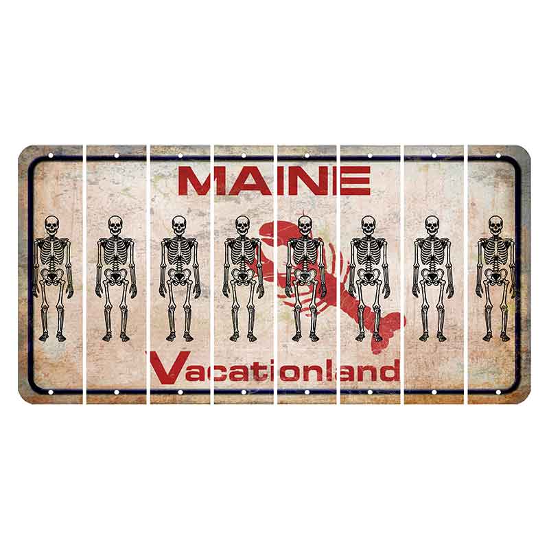 Maine Lobster Vacationland Cut License Plate Strips (Set of 8) Skeleton