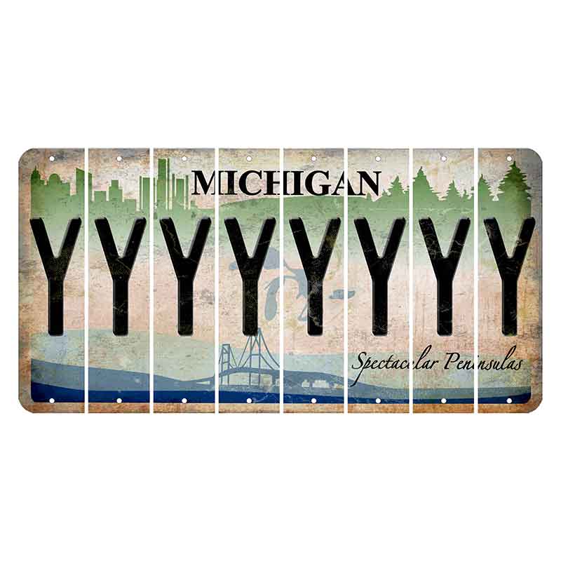 Michigan Spectacular Peninsulas Cut License Plate Strips (Set of 8) Y