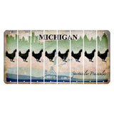 Michigan Spectacular Peninsulas Cut License Plate Strips (Set of 8) Chicken