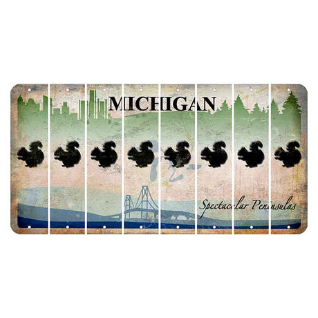 Michigan Spectacular Peninsulas Cut License Plate Strips (Set of 8) Squirrel