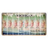 Michigan Spectacular Peninsulas Cut License Plate Strips (Set of 8) Milkshake