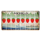 Michigan Spectacular Peninsulas Cut License Plate Strips (Set of 8) Strawberry